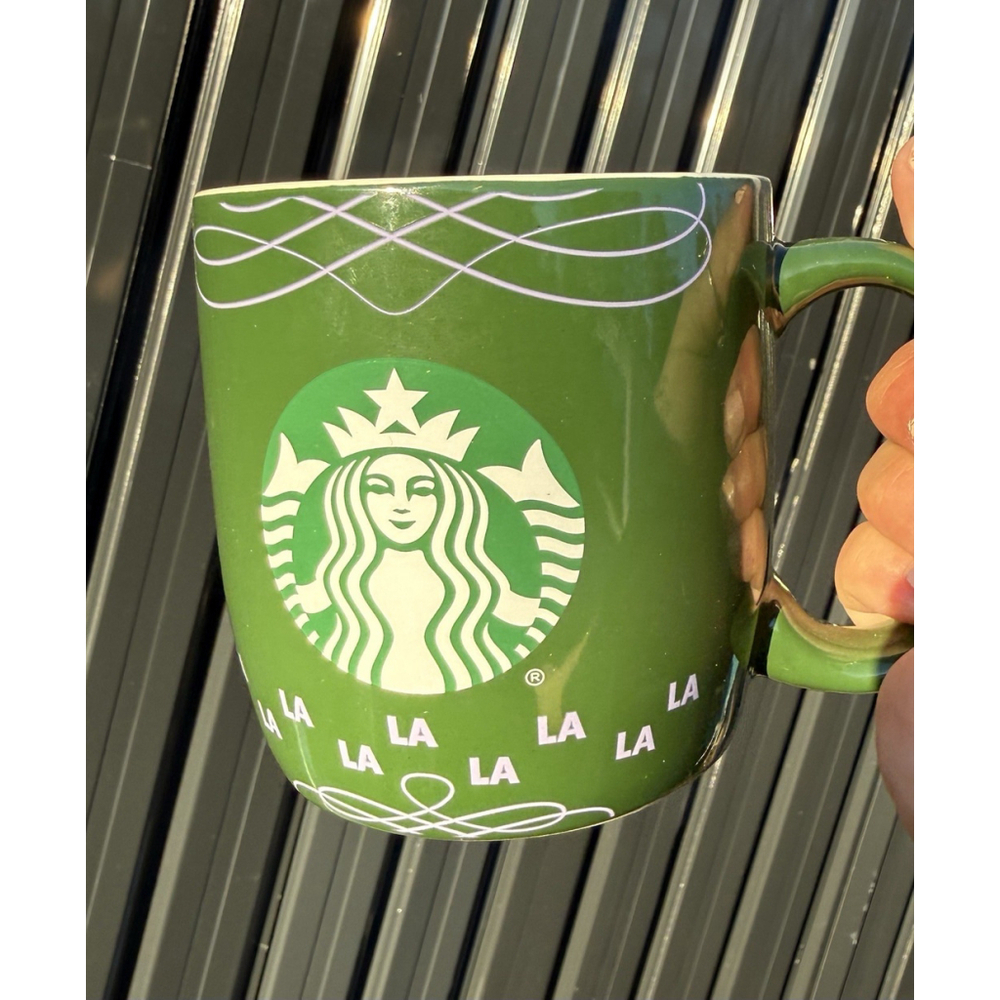 Starbucks 2020 Holiday Christmas Coffee Mug Green Purple Fa La La La La 18 oz - Picture 2 of 7